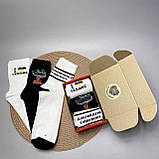 Бокс чоловічих патріотичних шкарпеток 40-45 р 3 пари демісезонні весна-осінь високої якості та оригінальні, фото 4