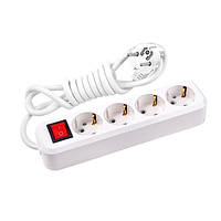 Подовжувач Bellight 5м на 4 гнізда з заземленням з вимикачем