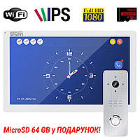 Комплект Wi-Fi домофона 10 дюймов с вызывной панелью SEVEN DP-7517/07Kit white