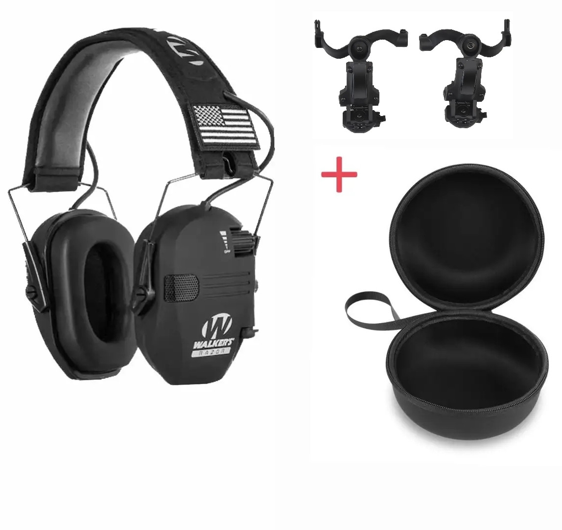 Армійські активні навушники Walkers Razor до 23db з чохлом та адаптером OPS Core Чебурашки Чорний