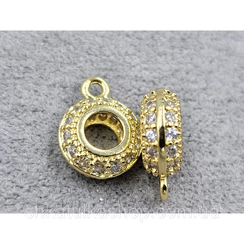 Бейл 8*4мм, тримач для кулона лимонне золото зі стразами, фото 1