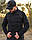 Кофта фліс анорак лонгслів з блискавками чорна, фото 5