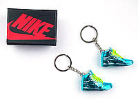 Мини обувь, фингер шузы, брелок Nike AIR Jordan Blue Lime Chrome з коробкою Black