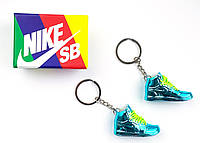 Мини обувь, фингер шузы, брелок Nike AIR Jordan Blue Lime Chrome з коробкою Color