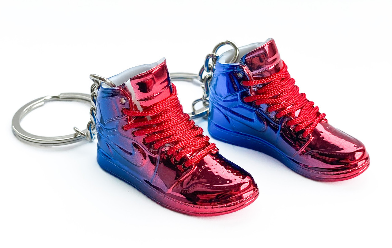 Міні взуття, фінер-шузи, брелок Nike AIR Jordan Blue Red Chrome, фото 1