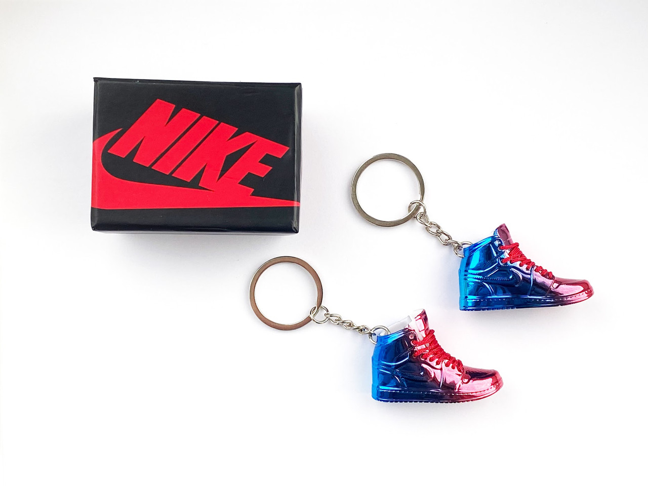 Мини обувь, фингер шузы, брелок Nike AIR Jordan Blue Red Chrome з коробкою Black