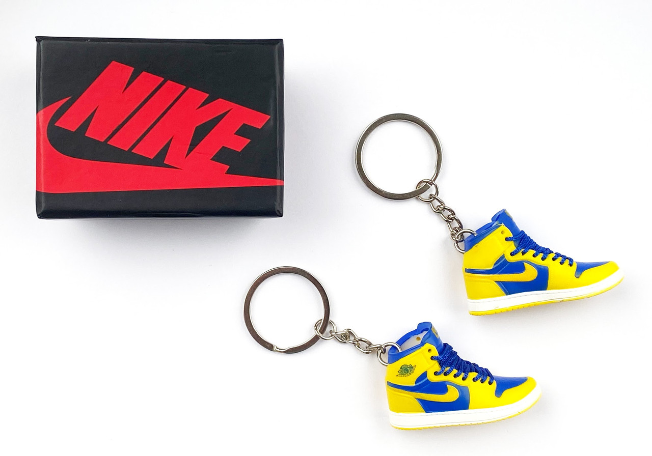 Мини обувь, фингер шузы, брелок Nike AIR Jordan Blue Yellow з коробкою Black