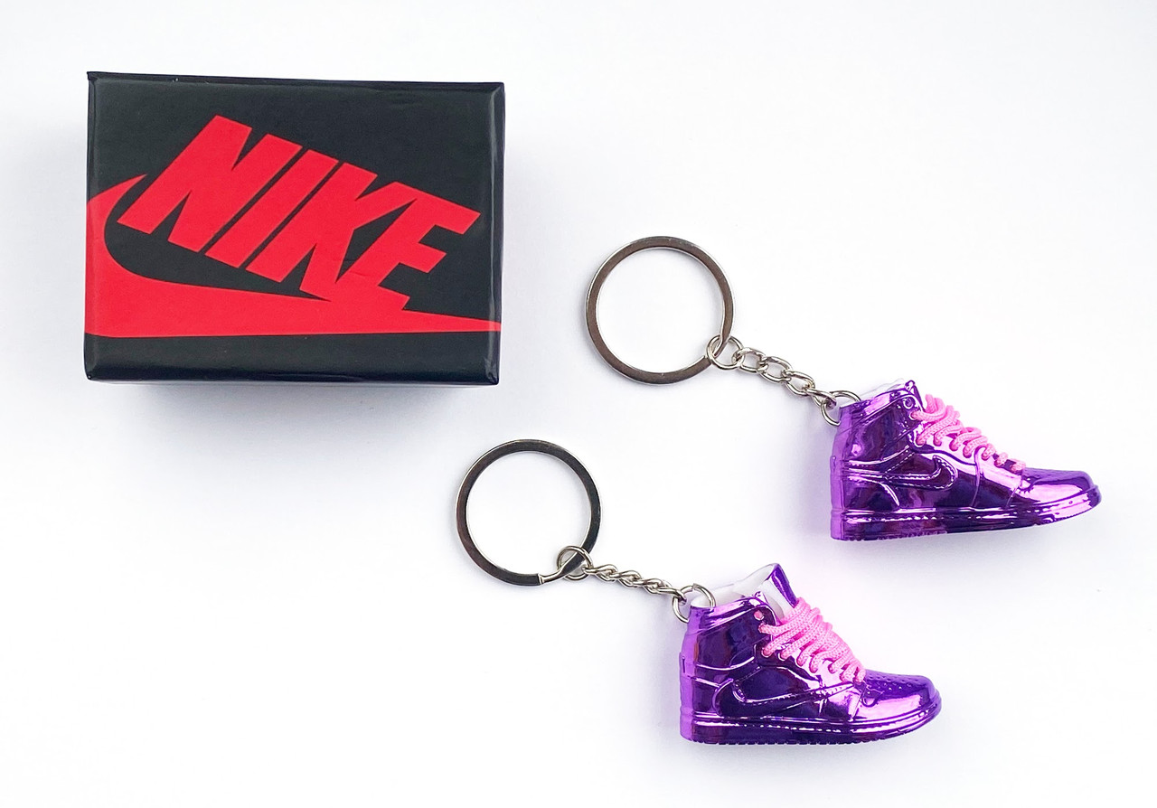 Мини обувь, фингер шузы, брелок Nike AIR Jordan Purple Pink Chrome з коробкою Black