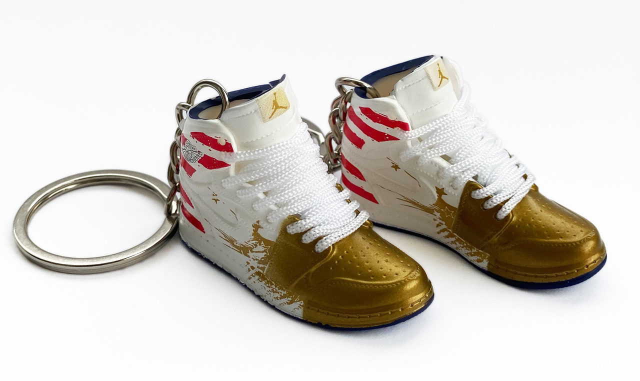 Міні взуття, фінер-шузи, брелок Nike AIR Jordan Stripe Stars Gold 23, фото 1