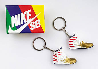 Мини обувь, фингер шузы, брелок Nike AIR Jordan Stripe Stars Gold 23 з коробкою Color