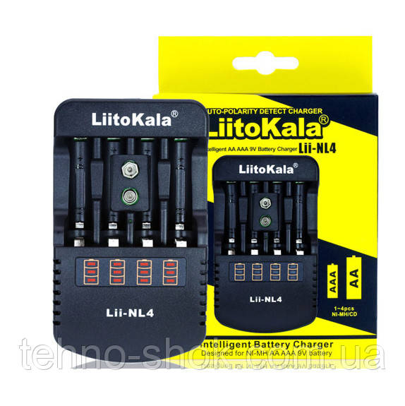 Зарядний пристрій LiitoKala Lii-NL4, 4x-AA, AAA, 9V battery Li-Ion, NiMH