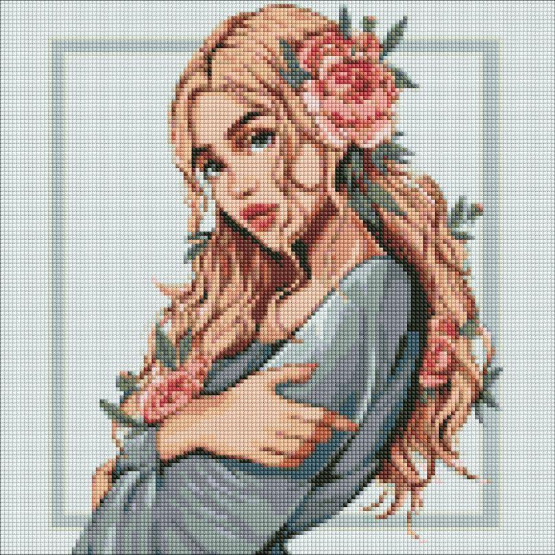 Картина мозаїка Ідейка Квітка весни ©lien_illustration (AMO7700) 40 х 40 см (На підрамнику)