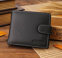Мужской классический кошелек портмоне натуральная кожа черный бумажник для мужчины из кожи