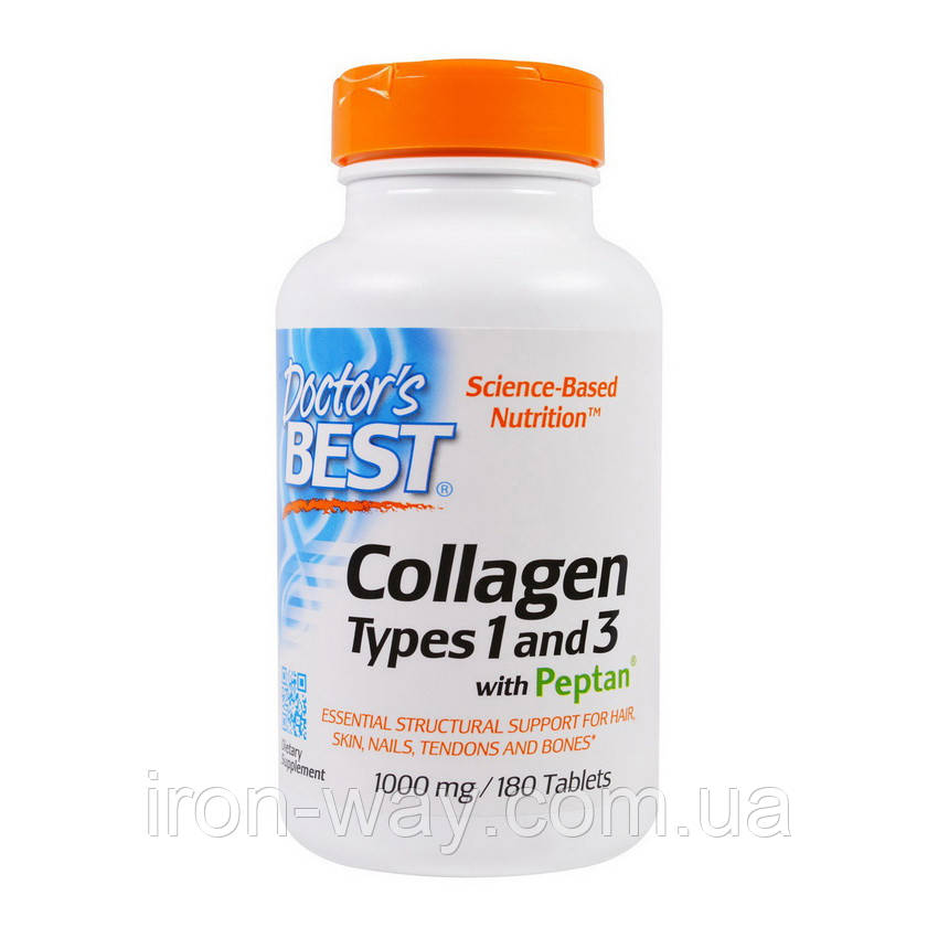 Doctor's BEST Collagen Types 1&3 1000 mg with Vitamin C (180 tab), фото 1
