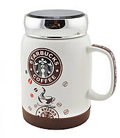 Чашка керамічна кухоль Starbucks SH 025-1 біло-коричневий