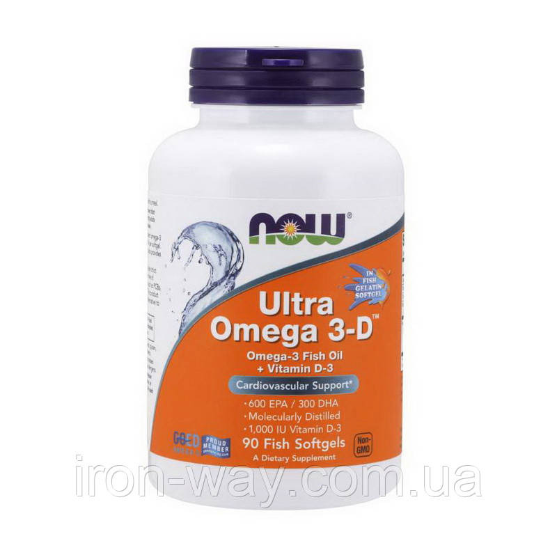 NOW Ultra Omega 3-D (90 fish softgels), фото 1