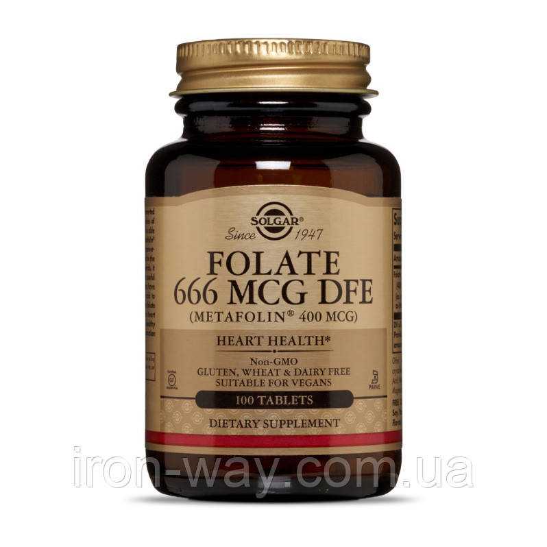 Solgar Folate 666 mcg DFE (Metafolin 400 mcg) (100 tabs)