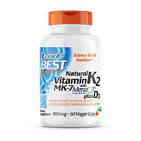 Natural Vitamin K2 MK-7 with MenaQ7 180 mcg (60 veg caps)