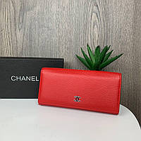 Женский кожаный клатч кошелек люкс качество на молнии натуральная кожа в коробке Красный