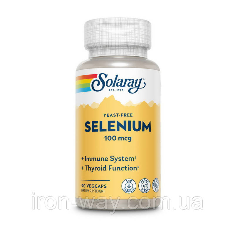 Solaray Selenium 100 mcg yeast-free (90 veg caps), фото 1