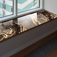 Покрытие силиконовое для подоконника, мягкое стекло с фотопринтом под Серый мрамор с золотом 45 х 160 см