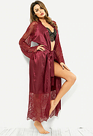 Атласный длинный халат Эротическое белье Сексуальный комплект цвет бордо размер 38 ( XS ) new