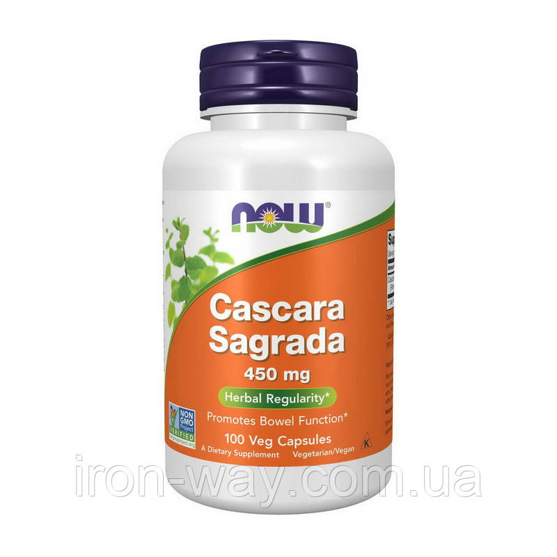NOW Cascara Sagrada 450 mg (100 veg caps), фото 1
