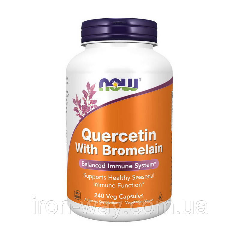 NOW Quercetin With Bromelain (240 veg caps)), фото 1
