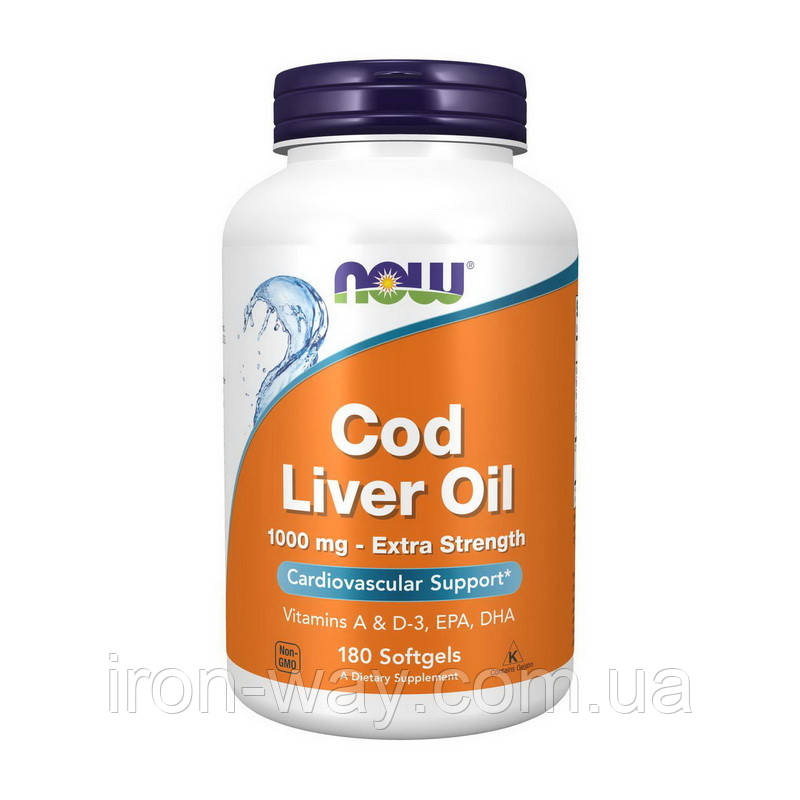 NOW Cod Liver Oil (180 softgels), фото 1