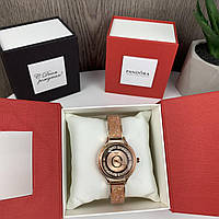 Модний жіночий наручний годинник Pandora Гірський кришталь , годинник-браслет із камінчиками Пандора Рожеве золото висока якість