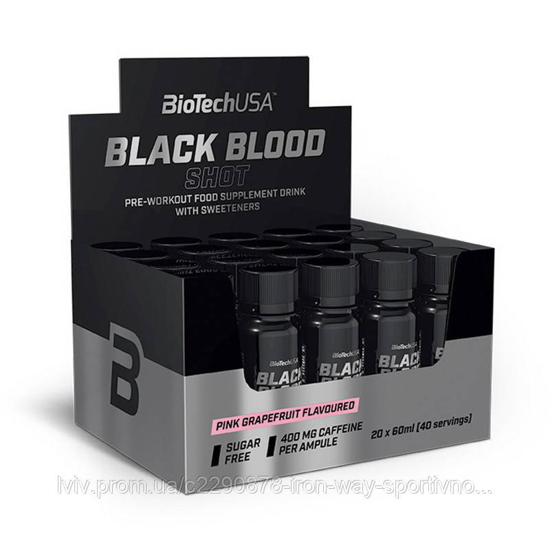 BioTech Black Blood Shot (20*60 ml, pink grapefruit), фото 1