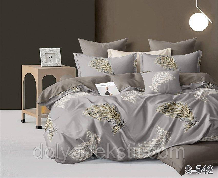 Сатин 2-спальна постільна білизна ТМ TAG з компаньйоном  S542, фото 1