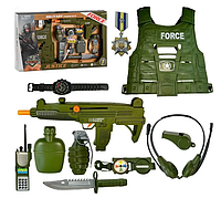 Игровой Набор военного Military Force Justice, с бронежилетом, автомат трещотка. 34300