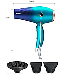 Фен для волосся професійний салонний LS-081 синьо-бірюзовий 2400Вт, фото 4