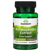 Ashwagandha Extract Standardized 450 мг Swanson 60 капсул