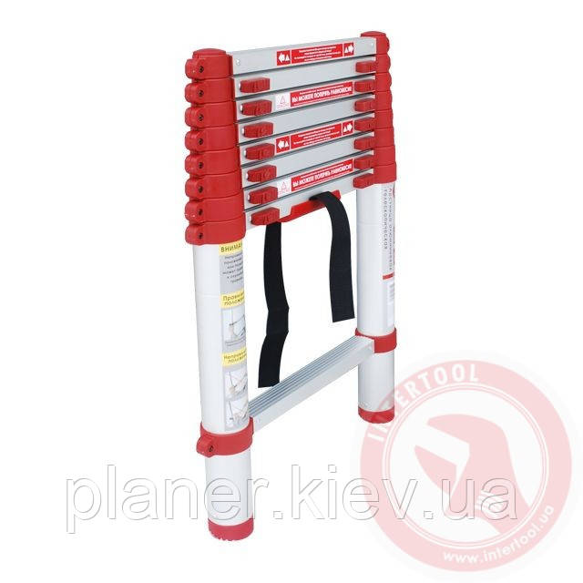 Драбина алюмінієва телескопічна 8 ступ. 2,60 м INTERTOOL LT-3026, фото 1
