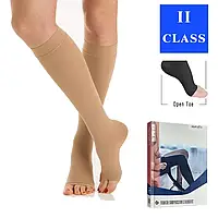 Гольфи компресійні Aurafix AV-100, 1 клас, з відкритим носком, бежеві