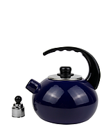 Чайник со свистком эмалированный с двойным дном 2,5л Kamille Красивый чайник на газ и индукцию Синий