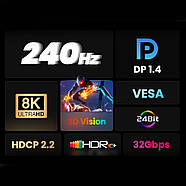 Кабель DisplayPort v1.4 UGREEN Male to Male Braided Cable 8K/60Hz 4K/144Hz HDR 1м (чорний) DP114, фото 4