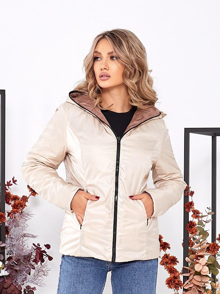 Куртка арт. 185 двостороння баатал колір кавовий+ бежевий / кава/ беж