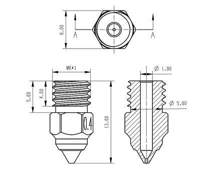 Nozzle Creality MK сопло для 3D ринтерів Creality Ender 3S1/Pro/CR6-SE Copper, фото 2