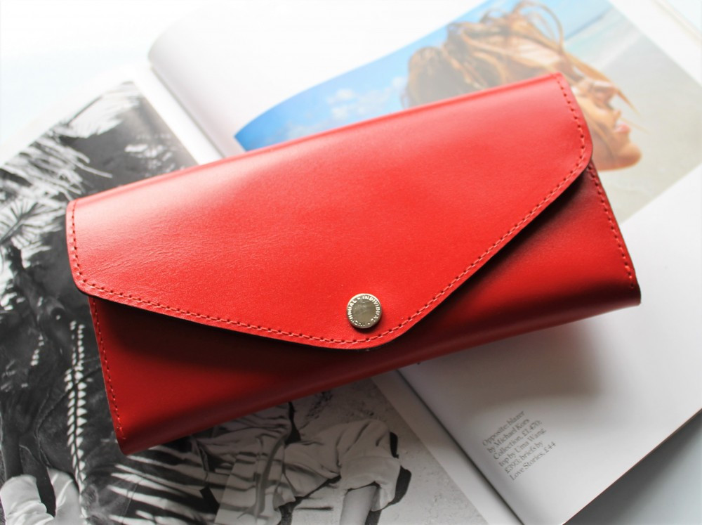 Кожаный женский кошелек ручной работы "Rosa" красный высокое качество - фото 2 - id-p2004591518