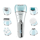 Епілятор для обличчя та тіла 6в1, VGR V-733, з USB / Акумуляторний електроепілятор для видалення волосся, фото 4