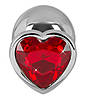 Металева анальна пробка з червоним каменем АЛМАЗ СЕРДЦЕ (середня) 3,4см, фото 6