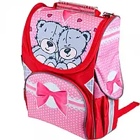 Шкільний ортопедичний каркасний рюкзак для дівчаток Ведмедики Тедді 35*26*15 см рожевий