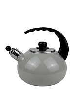 Чайник со свистком эмалированный с двойным дном 2,5л Kamille Качественный чайник на газ и индукцию Серый