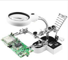 Третя рука для паяння MG16126AC2 тримач плат із підставкою для паяльника, лупа 65 мм, Led-підсвітка