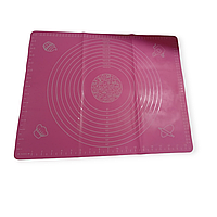 Кондитерський силіконовий килимок для тіста 50 на 40 см. килимок для тіста з розміткою рожевий