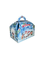 Упаковка для цукерок на Новий рік і Миколая до 800 г Синя скриня
