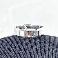 Серебряное обручальное кольцо 21, 21.5 американка с фианитами родированное, гладкое, 6 мм ширина